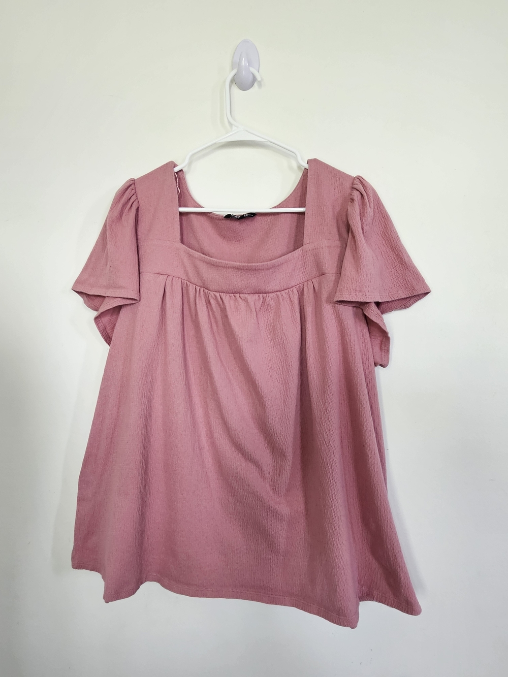 George Pink Square Neck Flutter Sleeve Blouse Top XL🔥